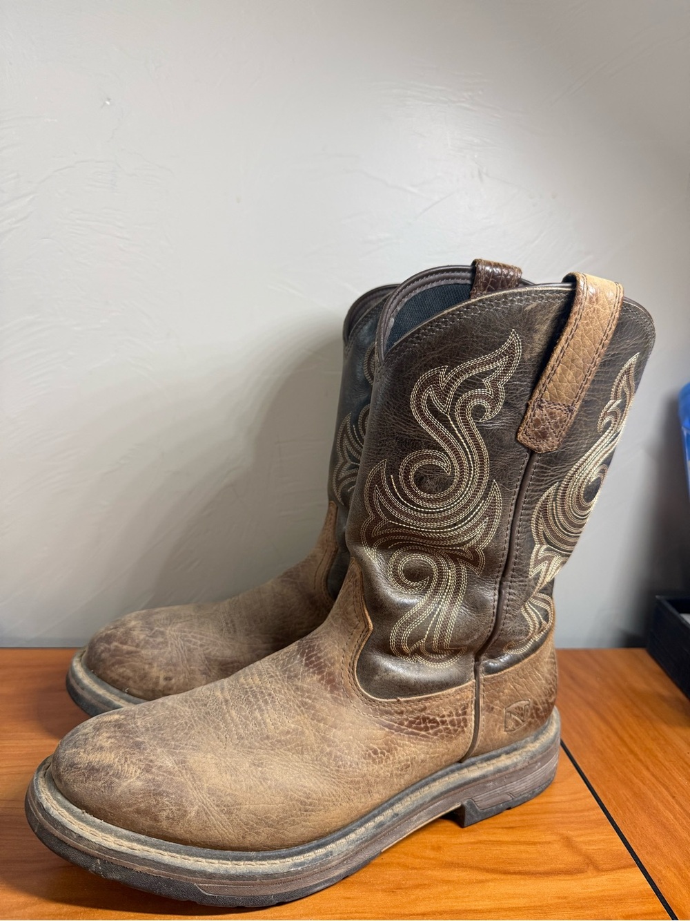 Noble Outfitters Round Toe Work Boot Western Pull On Leather Cowboy Mens 11.5
